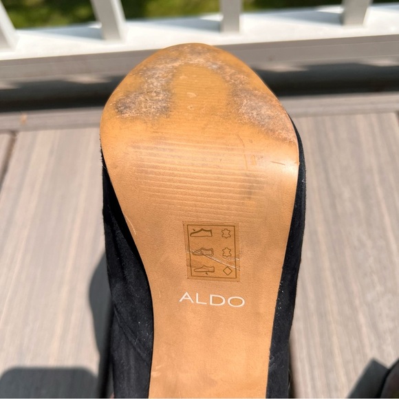 Aldo Elegant Black Suede Peep-Toe Heels - Picture 8 of 9